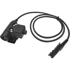U94 Ptt Two Way Radio Push-to-Talk Button Adapter Compatible for Motorola XPR3300 XPR3300E XPR3500 XPR3500E Walkie Talkies(Black,Civilian Wired)