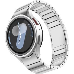 FULLIFE Compatible with Samsung Galaxy Watch 7 6 5 4 Band 40mm 44mm, Stainless Steel Metal with Magnetic Clasp No Gap Band Galaxy Watch 5 Pro/Classic 6/Classic 4/FE for Men 47mm 46mm 45mm, Silver