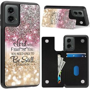 for Moto G 5G 2024 Case,for Motorola Moto G 5G 2024 Wallet Phone Case with Card Holder Slot,Dual Magnetic Clasp Leather Kickstand Protective Cover- Bible Verse Glitter Sparkle