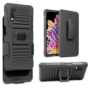 for Samsung XCover Pro Holster Case Cover 2020, Belt Clip Holster Case for Men Combo Case with Kickstand Rotating Belt Clip Heavy Duty Armor Phone Cover for Samsung XCover Pro, Black