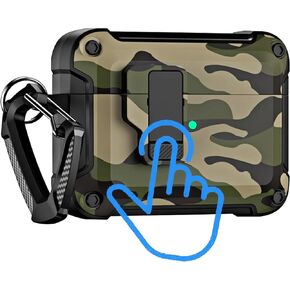 ysnzaq camo case for Samsung Galaxy Buds 3 Pro ، وقائي مقاوم للصدمات العسكرية مع Carabiner & Secure Lock Clip لـ Samsung Galaxy Buds Pro 3 MC Amy