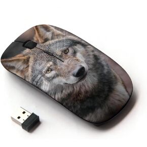 [ Optical 2.4G Wireless Mouse [ Wolf Wild Dog Brown Forest Fairytale Eyes ]