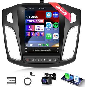 4G+64G Car Radio Carplay for Ford Focus 2012-2018, Rimoody Android 13 Car Stereo GPS Navigational WiFi Android auto Mirror Link 9.7’’ Touchscreen Bluetooth FM/RDS SWC + Backup Camera