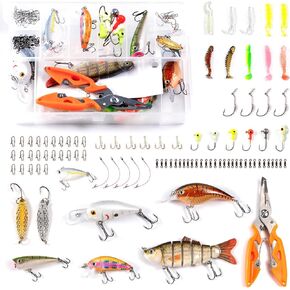 95PCS Fishing Lures Bait Tackle Kit Set for Freshwater Trout Bass Fishing, Including Fishing Accessories, Fishing Tackle Box, Crankbait, Multi-Jointed Swimbait, Hooks for Starter Beginner Gift for Men