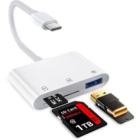 SD Card Reader USB C, High Speed Data Sync USB 3.0 to SD/TF Card USB Adapter, Memory Card Camera Veiwer for USB-C Devices Compatible with iPhone 15/16 iPad Mac PC Android Phone Tablet Plug and Play