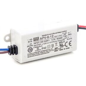 APV-8-12 8W 12V 0.67A High Efficiency LED Power Supply - Compact and Waterproof for LED Applications
