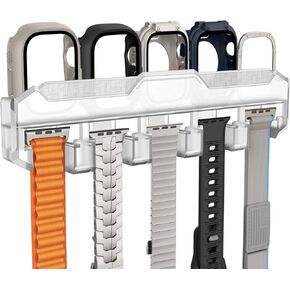 FULLIFE Compatible with 15 Slots Apple Watch Band Organizer Holder Storage and 5 Slots Apple Watch Case Organizer - Bracelet Holder Stand Watch Box for Men Women, Clear