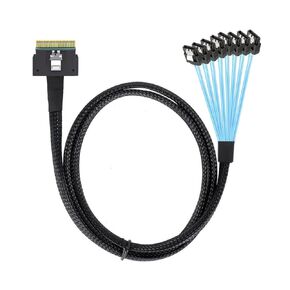 chenyang SlimSAS Host/RAID to SATA Target Cable,Slim SAS 4.0 SFF-8654 8i 74Pin 1 to 8 SATA 7Pin Raid Controller/Hard Drive Cable 3.28FT/1.0M