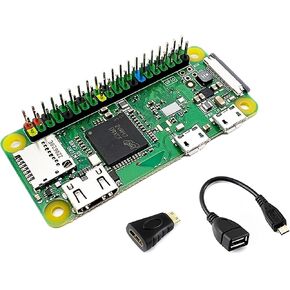 Pi Zero WH Package Comes with RaspberryPi Zero W with 40PIN Color-Coded Pre-Soldered GPIO Headers +Mini HDMI to HDMI Adapter +Micro USB OTG Cable, Built-in WiFi and Bluetooth