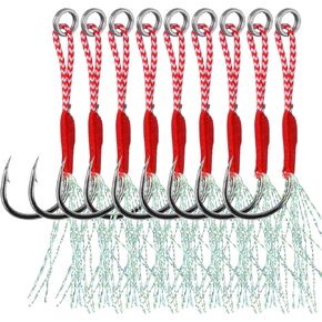 OROOTL Fishing Assist Hooks Slow Fast Jig Fishing Hooks High Carbon Steel Assist Hook Saltwater for Jigging Vertical Jigging Lures Circle Hooks with Strong PE Line