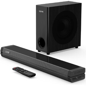 2.1 Sound Bar for Smart TV with Wired Subwoofer, 100W Surround Sound Bluetooth Soundbar for TV, Small Deep Bass TV Speakers, HDMI-ARC/Coaxial/AUX/USB Connection for TV, PC, Projector