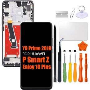 Replacement for Huawei Y9 Prime 2019 | P Smart Z | Enjoy 10 Plus | 9x LCD Screen With Frame for STK-L21 STK-L22 STK-LX3 STK-LX1 LCD Touch Screen Display Panel Digitizer Assembly with Repair kit(Black)