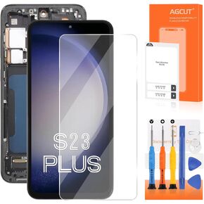 OLED for Samsung Galaxy S23 Plus Screen Replacement for Display Samsung S23 Plus LCD SM-S916B SM-S916U SM-S916W LCD Digitizer Touch Screen Assembly with Frame (US Version,with Fingerprint) (Black)