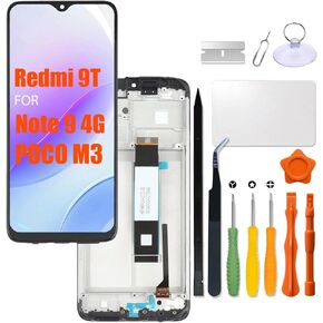 Replacement for Xiaomi Redmi 9T | Note 9 4G | Poco M3 LCD Screen with Frame for J19S M2010J19SG M2010J19SY M2010J19SC M2010J19CG LCD Touch Screen Display Panel Digitizer Assembly with Repair kit