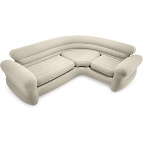 Intex 68575EP Inflatable Corner Sofa: L-Shaped – Indoor Use – 2-in-1 Valve – 880lb Weight Capacity – 101" x 80" x 30"