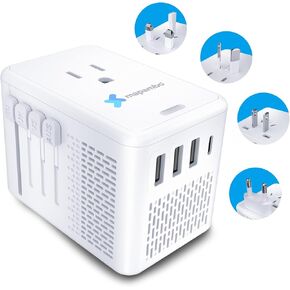 220V to 110V Converter, Voltage Converter US to Europe, Adapter Plug Converter for Hair Dryer, Travel Voltage Converter with 3 USB A and 1 USB C, Power Converter Adapter Combo