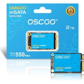 OM600 mSATA SSD 1TB SATA Rev.3.0, 540MB/s Read, 500MB/s Write, 3D TLC NAND Flash, Compact Design, Trim, NCQ, S.M.A.R.T Compatible with Desktop, All in One, Server, POS Machine, Laptop