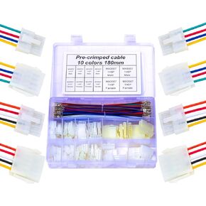 Compatible with Molex Connector Kit, Mini-Fit Jr 4.2mm Single Row 2P 3P 4P 5P 6P 5557 Housing Male Female with Premium 20AWG Pre-Crimped Cables (KS-MX4.2-Single)