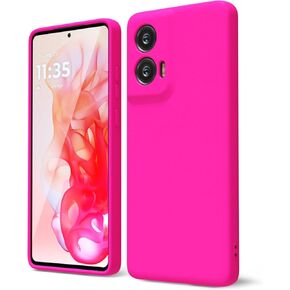 oakxco for Motorola Moto G Stylus 5G 2024 Phone Case Liquid Silicone, Neon Bright Solid Color, Thin Slim Soft Rubber Gel Matte TPU Plain Simple Cover for Women Girl Cute, Hot Pink Fuchsia