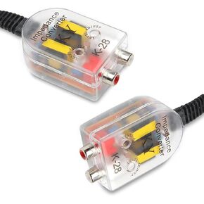 2 PCS Car Amplifier Subwoofer High Frequency to Low Frequency Converter, 2.26" x 1.5" x 1" RCA Line Control Audio Signal Modification Adapter, Car Auxiliary Input Accessory (Transparent)