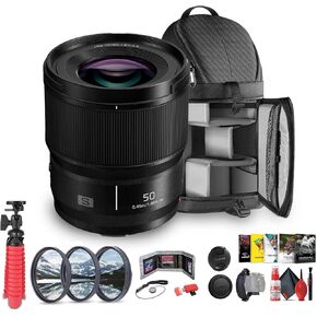 Panasonic Lumix S Series 50mm f/1.8 L Mount Lens for Full Frame Mirrorless Cameras (S-S50) + Sling Backpack + Photography Software + 64GB Memory Card + Lens Filter Kit + Flexible Tripod + More