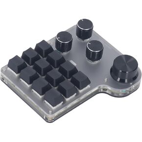 Customized Industrial Console Mechanical Keypad 12 Keys with 4 Mechanized Control Rotary Buttons Support Keyboard Programming Macros and Software Green Shaft with RGB Light