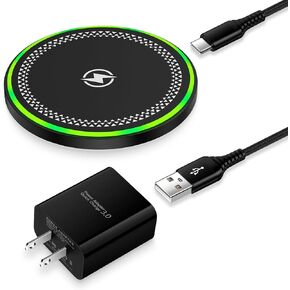 Samsung S25 Ultra Wireless Charger Fast Charging Pad for Samsung Galaxy S25/S24 FE/S23/S22/S21/S20/S10/S9/Z Flip 6/5, 15W Android Wireless Charger Station with QC Adapter for Google Pixel 9/8a/7 Pro/6