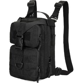 CREATOR 3 In 1 Small Military Tactical Backpack Army Assault Rucksack Crossbody Shoulder Bag for Men (Black Camo)