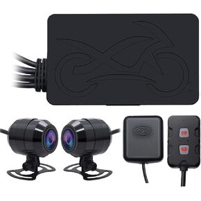 Geloo Motorcycle Dash Camera Dual 1080P Motorcycle Dash Cam Front and Rear 150°Wide Angle Lens Waterproof, Wireless WiFi Loop Recording G-Sensor Motorcycle Driving Recorder
