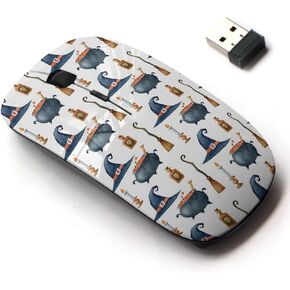 2.4G Wireless Mouse with Cute Pattern Design for All Laptops and Desktops with Nano Receiver - Halloween Watercolor Witch