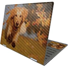MightySkins Carbon Fiber Skin Compatible with HP Envy x360 13" (2022) - Puppy Fall | Protective, Durable Textured Carbon Fiber Finish | Easy to Apply, Remove, and Change Styles | Made in The USA