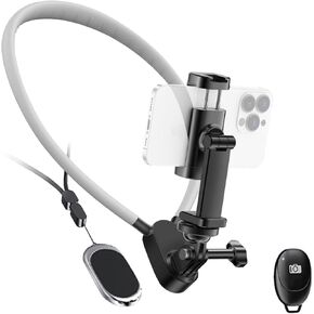 Neck Phone Holder, Hands Free Neck-Mounted Adjustable POV/Vlog Chest Phone Holder, Compatible with iPhone 16 15 14 13 12 Android Seires Action Camera (No Magnetic Version)