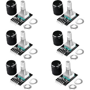 KY-040 360 Degree Rotary Encoder Module Brick Sensor Development Board with Knobs Cap for Arduino（Pack of 6）