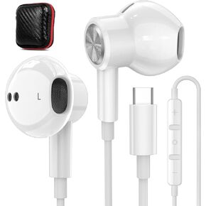 USB C Headphones Wired Earbuds for iPhone 16 15 Pro Max iPad 10 iPad Air M2, Magnetic Type C Earphones with Microphone Volume Control HiFi Stereo for Samsung S25 S24 S23 S22 S21, Pixel 9 8 7 6 5