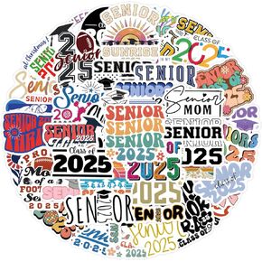 50pcs Class of 2025 Stickers,Graduation 2025,2025 Senior- Stickers for Laptop Water Bottle Phone Table Window Helmet Journal Vinyl Stickers Graduation Season Stickers for Students (Graduation)