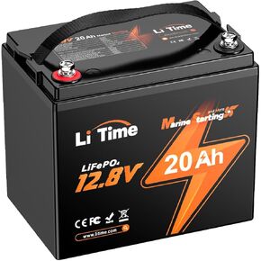 LiTime 12V 20Ah Marine Starting Lithium Battery, Low-Temp Protection LiFePO4 Battery, Built-in 20A BMS, 4000-15000 Cycles, Perfect for Home Energy, Yacht, Boat