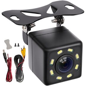 Back Up Camera for Cars, Waterproof 170° View Angle Long License Plate Frame Camera, Ultra HD 8 LEDs Night Vision, Universal Rear View Camera for Trucks, Pickup, Vans, SUV, RV