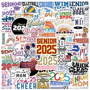 55PCS Class of 2025 Stickers, Class of 2025 Decorations, Graduation 2025, 2025 Senior- Stickers for Laptop Water Bottle Phone Car Window Helmet Vinyl Stickers 2 Inches (Colourful-1)