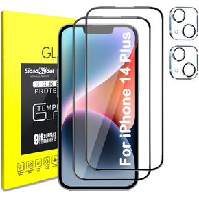 For Apple iPhone 14 Plus Tempered Glass Screen Protector and Camera Lens Protector [HD Clear] [Anti Scratch] [Easy Installation] Full Coverage Compatible with iPhone 14 Plus 6.7 inch [2+2Pack]