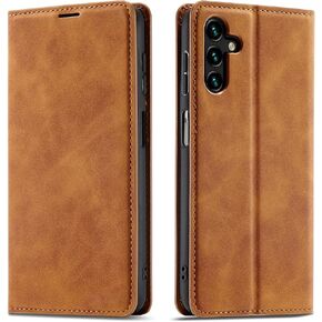EYZUTAK Premium PU Leather Flip Case for Samsung Galaxy A15 4G/5G, Magnetic Closure Protective Case Stand Function Card Cash Slots Shockproof Durable Wallet Cover Soft TPU Inner Phone Case - Brown