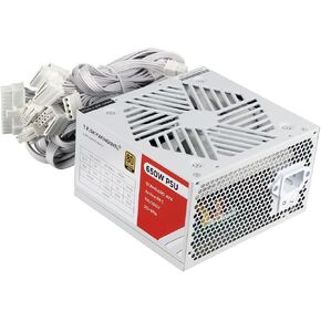 Power Supply 650W Standard ATX PC PSU 80 Plus Gold Non Modular Full Voltage 110-240V Active PFC with 20+4Pin Motherboard Power Cable for Desktop Gaming Server White