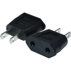 2 Pcs Black Socket Plug Adapter Europe EU Euro to US Travel Charger AC Power Converter