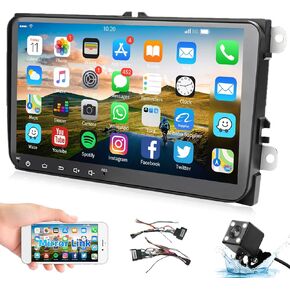 podofo Car Stereo GPS Navigation Head Unit 9 Inch Touch Screen for VW Skoda Octavia Golf Touran Passat B6 Jetta Polo Tiguan in Dash Autoradio Android Car Radio Support WiFi Bluetooth HD Camera