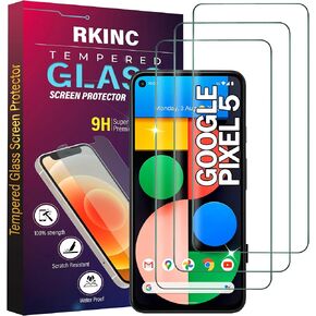 RKINC Screen Protector [3-Pack] for Google Pixel 5, Tempered Glass Film Screen Protector, 0.33mm [LifetimeWarranty][Bubble-Free][Anti-Scratch][Anti-Shatter]