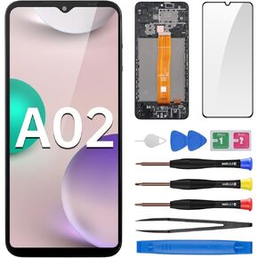 for Samsung Galaxy A02 Screen Replacement with Frame LCD Display Touch Digitizer Full Assembly Fix Glass with Repair Tools Kit SM-A022F (A022F A022M)