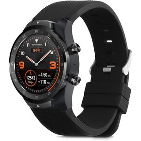 kwmobile Strap Compatible with Ticwatch Pro Smartwatch Strap - Replacement Silicone Watch Band - Black