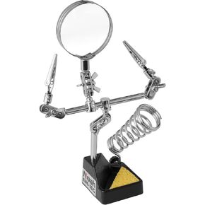 Noah 3-in-1 Helping Hands Magnifier with Dual Adjustable Alligator Clips in 2.5X Magnifying Glass with Soldering Iron Holder and Cleaning Sponge, for Welding, Jewelry,Clamping in Electronics