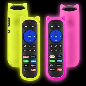 (Pack of 2) RC280 Remote Compatible with All Roku TV Remote wr Covers, for 32 40 43 49 50 55 65 70 75 80 Inch TCL/Onn/Hisense/Element/Sharp/Haier/Hitachi/LG/Sanyo/JVC/Magnavox/RCA/Westinghouse Roku TV