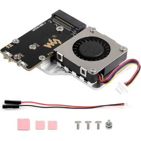 waveshare PCIe to M.2 Adapter (E with Cooling Fan for Raspberry Pi 5,Support M.2 NVMe SSD 2230 2242,Supports Gen2 and Gen3 Modes