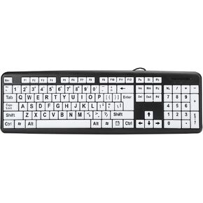 Folany Large Print Computer Keyboard, Wired USB High Contrast Keyboard with Oversized Print Letters for Visually Impaired Individuals, Low Vision Seniors(Black)